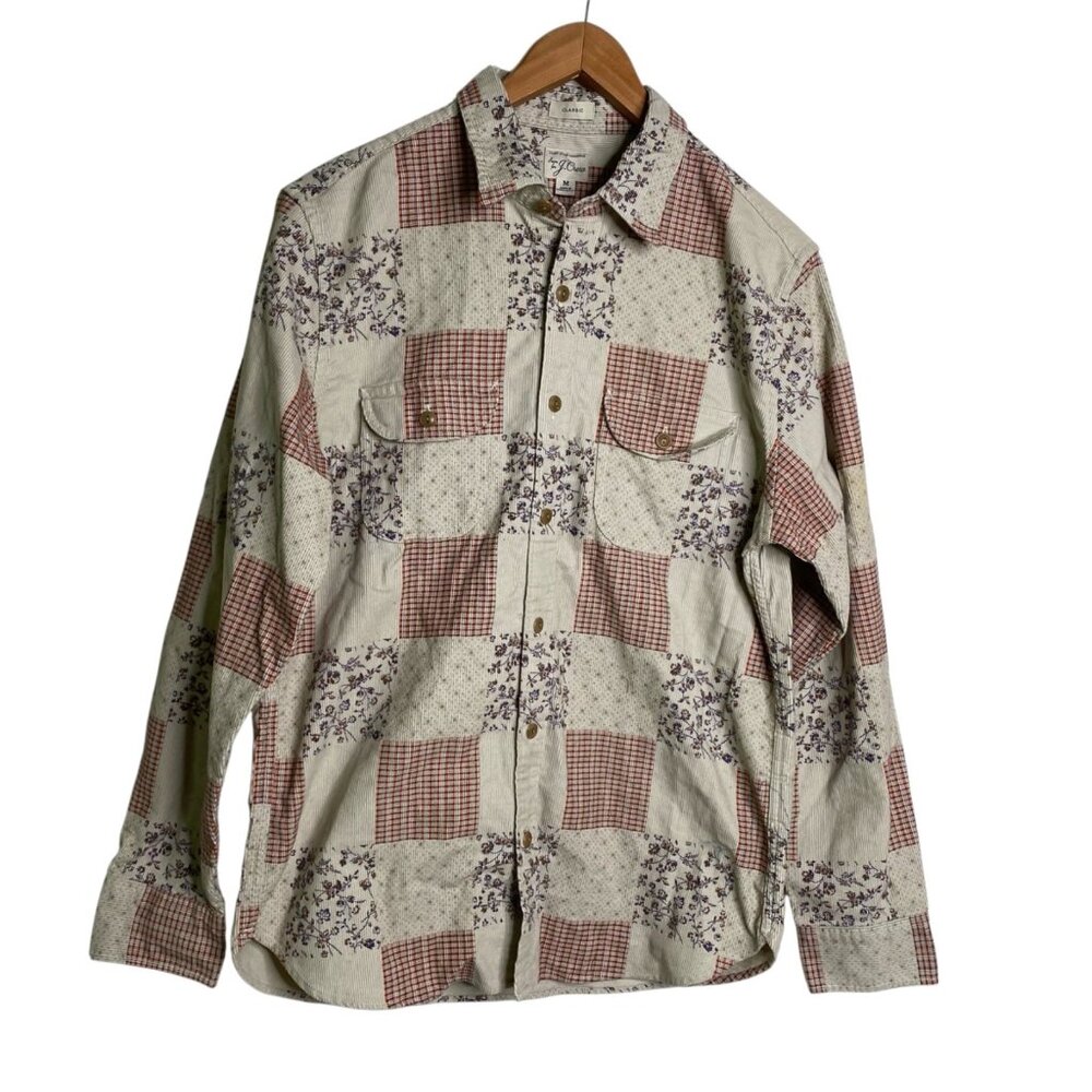 NWT J Crew Women's Top Corduroy Patchwork Floral Country Boho Multicolor Sz M